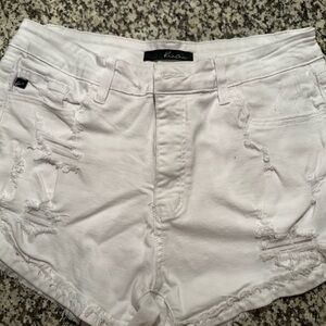 KanCan White Distressed Jean Shorts